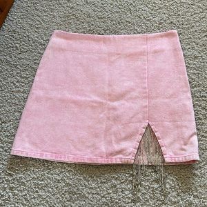 Cloud Ten Pink Denim Fringe Skirt